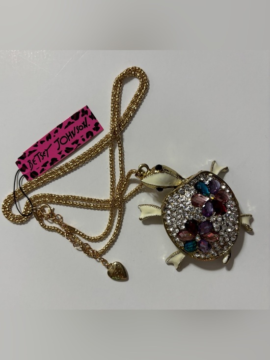 Betsey Johnson Jewelry - Betsey Johnson Gold-Tone Turtle Necklace with Multicolor Gemstones